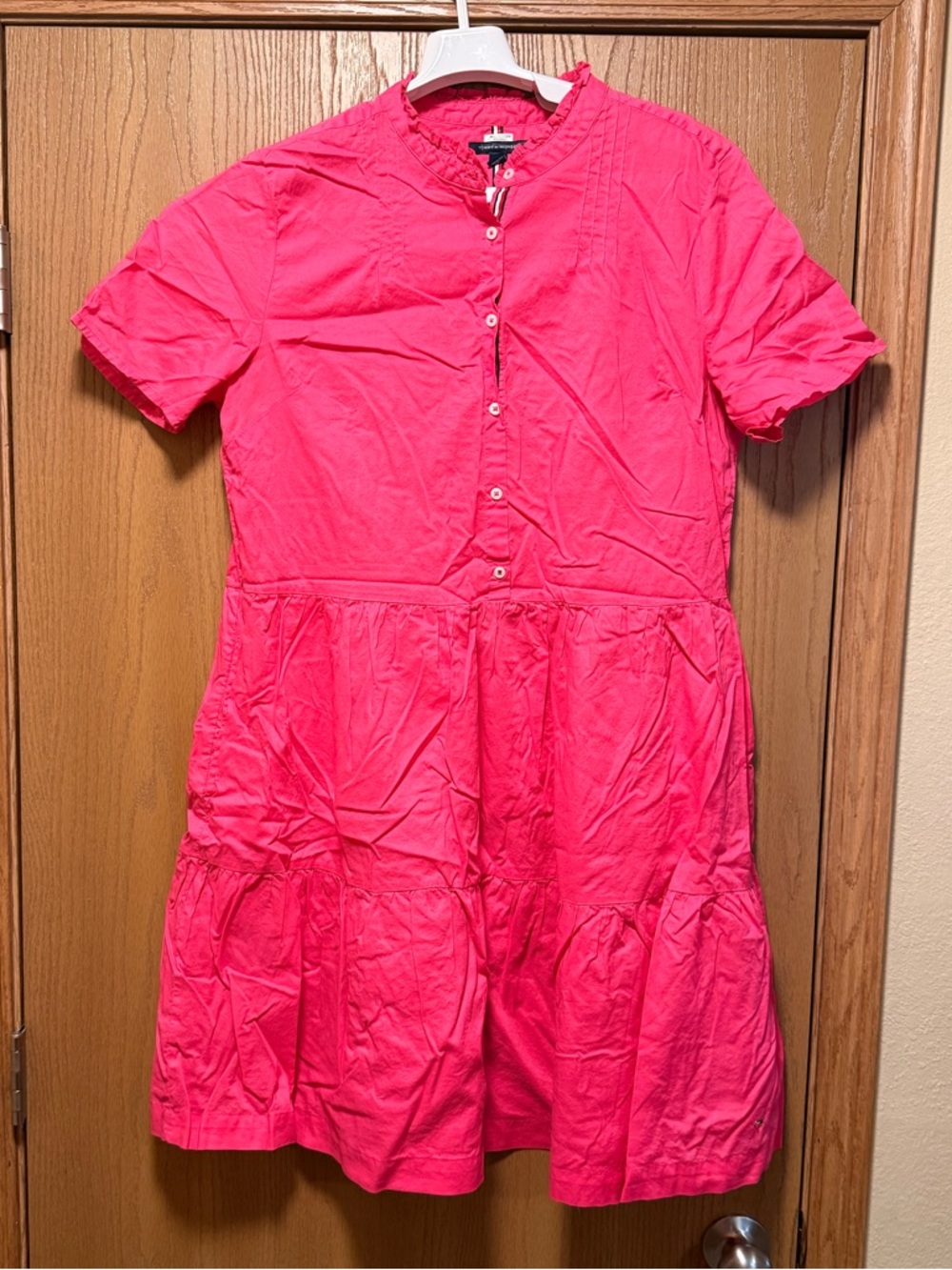 Women’s Tommy Hilfiger pink cotton fit and flare dress with pockets size Large